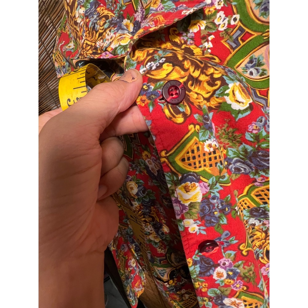 Kenzo Vintage 2 Piece Set Red Floral Mandala Shirt and Pants Outfit - Picture 8 of 12